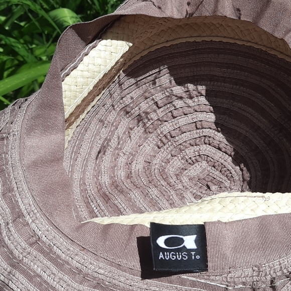 August mint Rose and cream Floppy Beach Hat - Picture 6 of 6